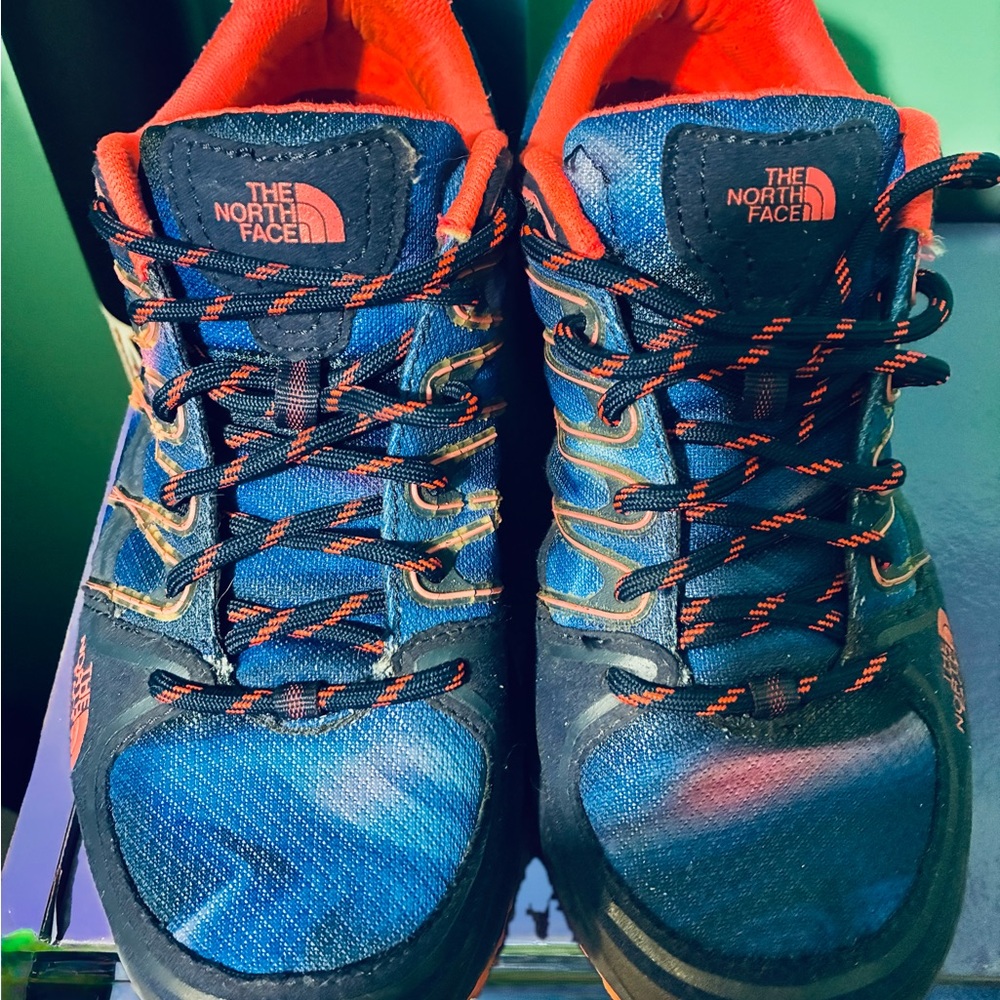 The North Face Vibrant Blue and Orange Athletic Shoes